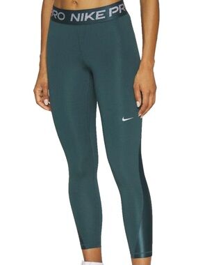 Nike Pro Dri-FIT Women's Deep Jungle Mid-Rise 7/8 ShineLeggings Size M